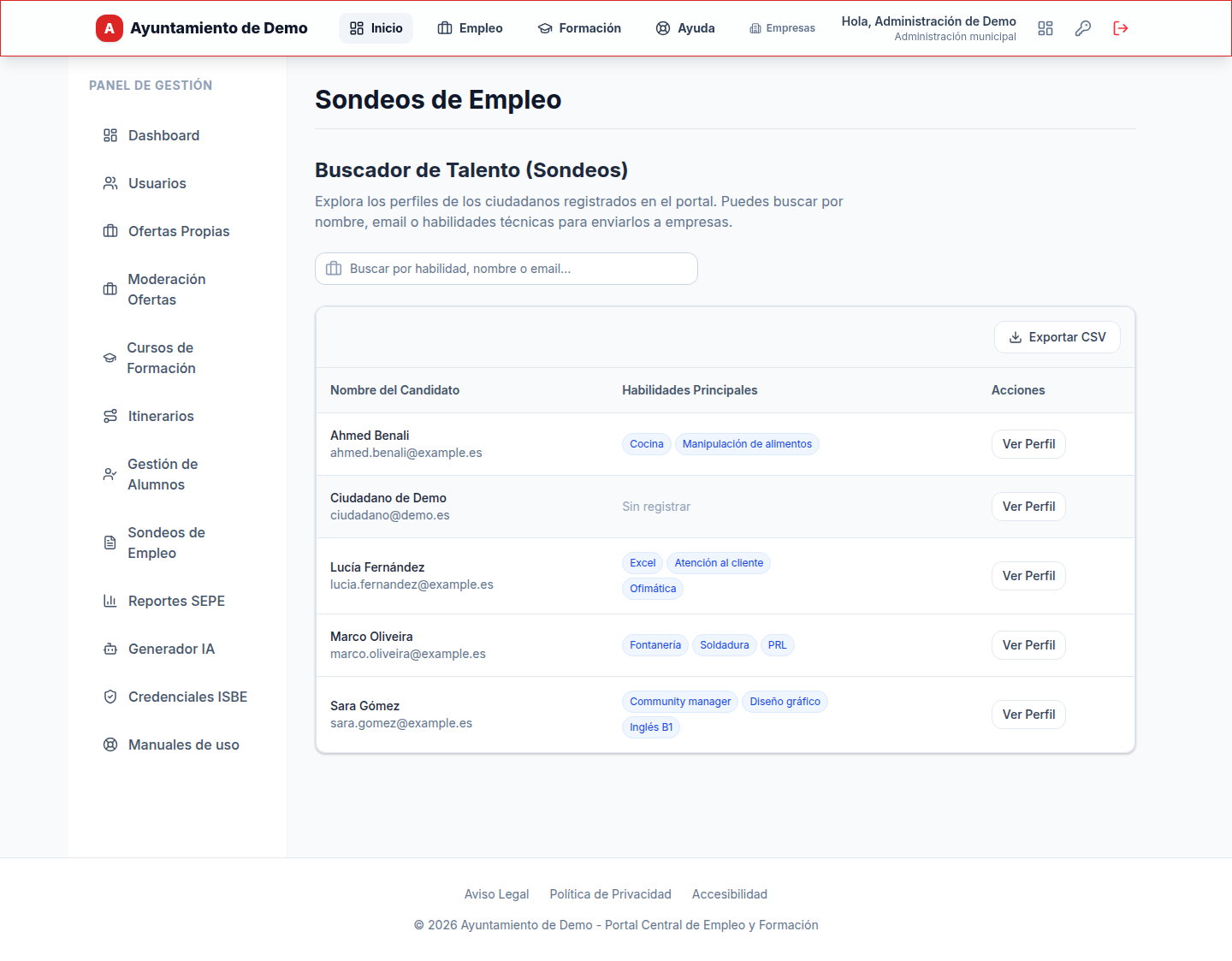 Consulta los perfiles en «Sondeos de Empleo» — Sacar informes y exportar datos