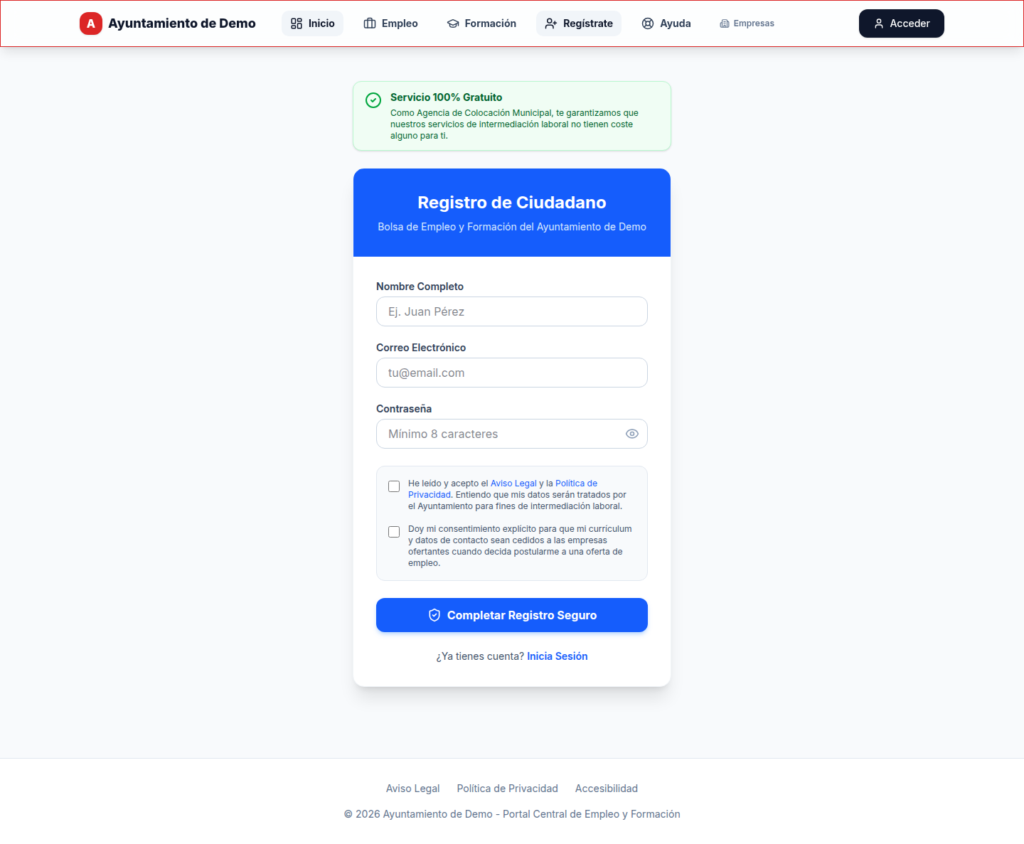 Rellena tus datos — Crear tu cuenta y entrar al portal